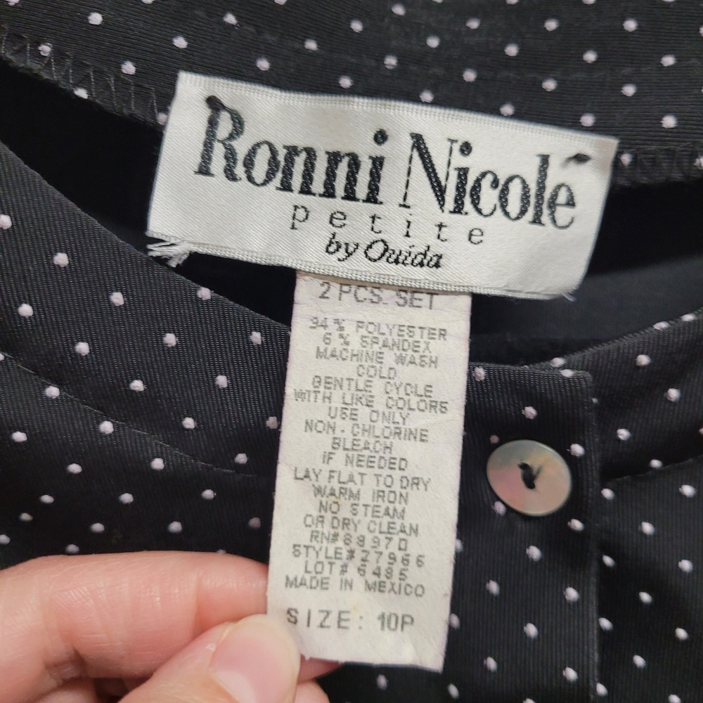 Ronni Nicole Petite Polka Dot Maxi Dress and Jacket 2pc Set Black White 10P - Picture 3 of 9